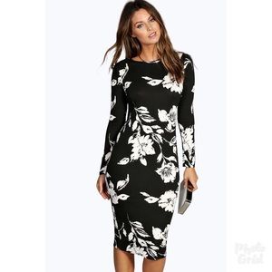 Long sleeve midi bodycon dress